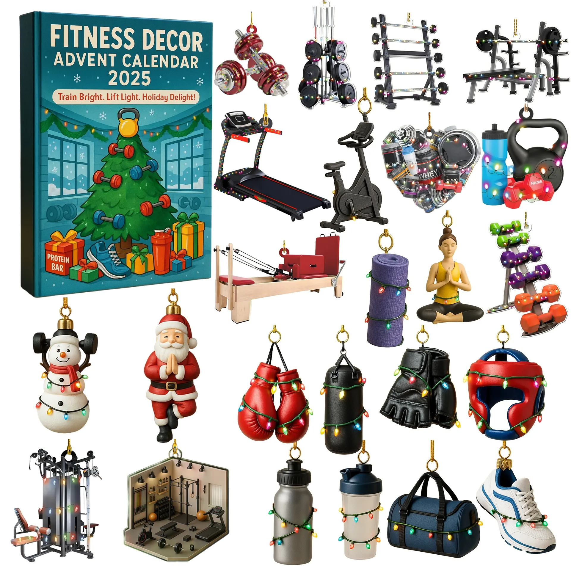 Work Out Equipment Gym Advent Calendar 2025 Festive Countdown Christmas Gifts For Sport Lovers