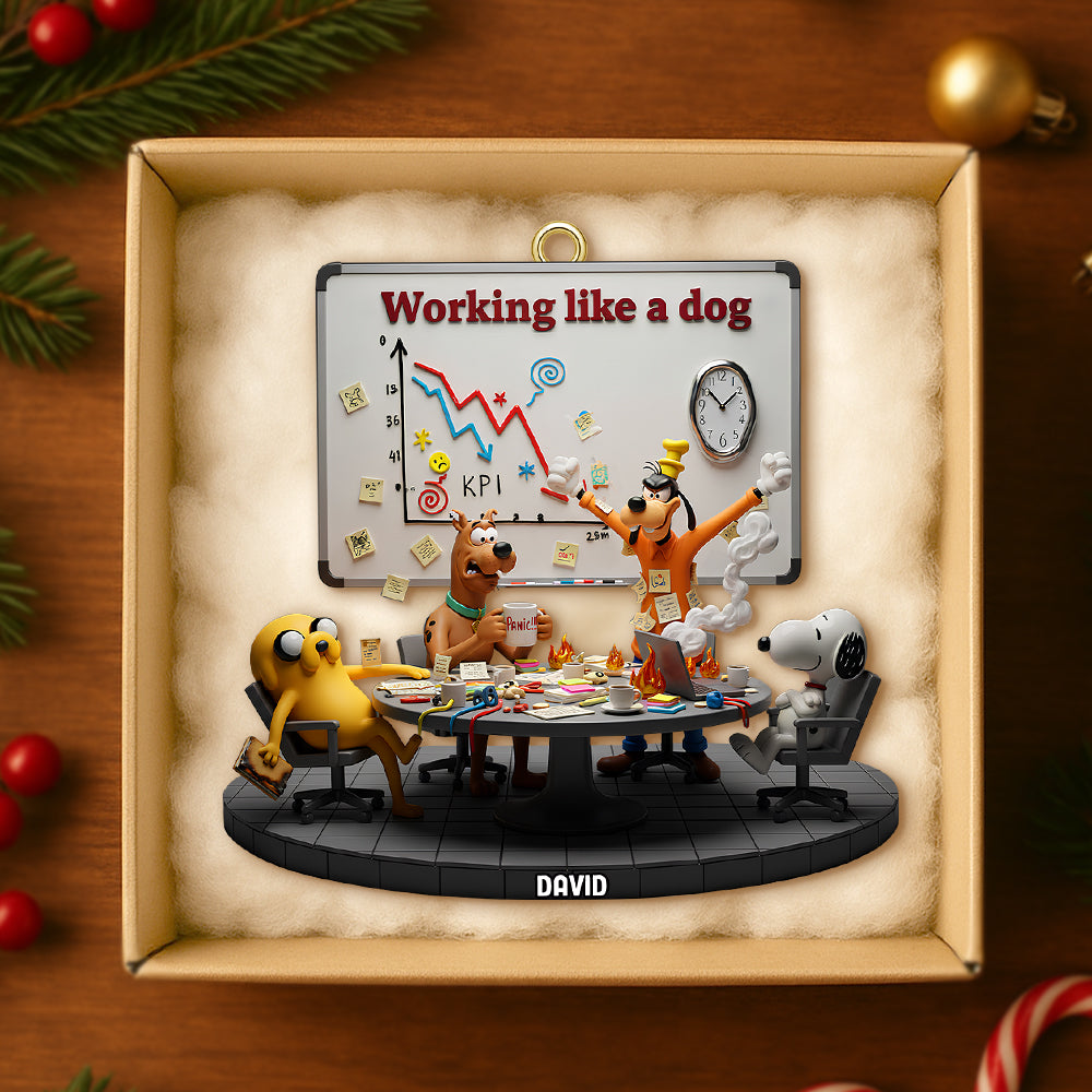 Working Like A Dog Christmas Ornament Personalized Funny Gifts For Coworkers - Festive Holiday Keepsake Gift