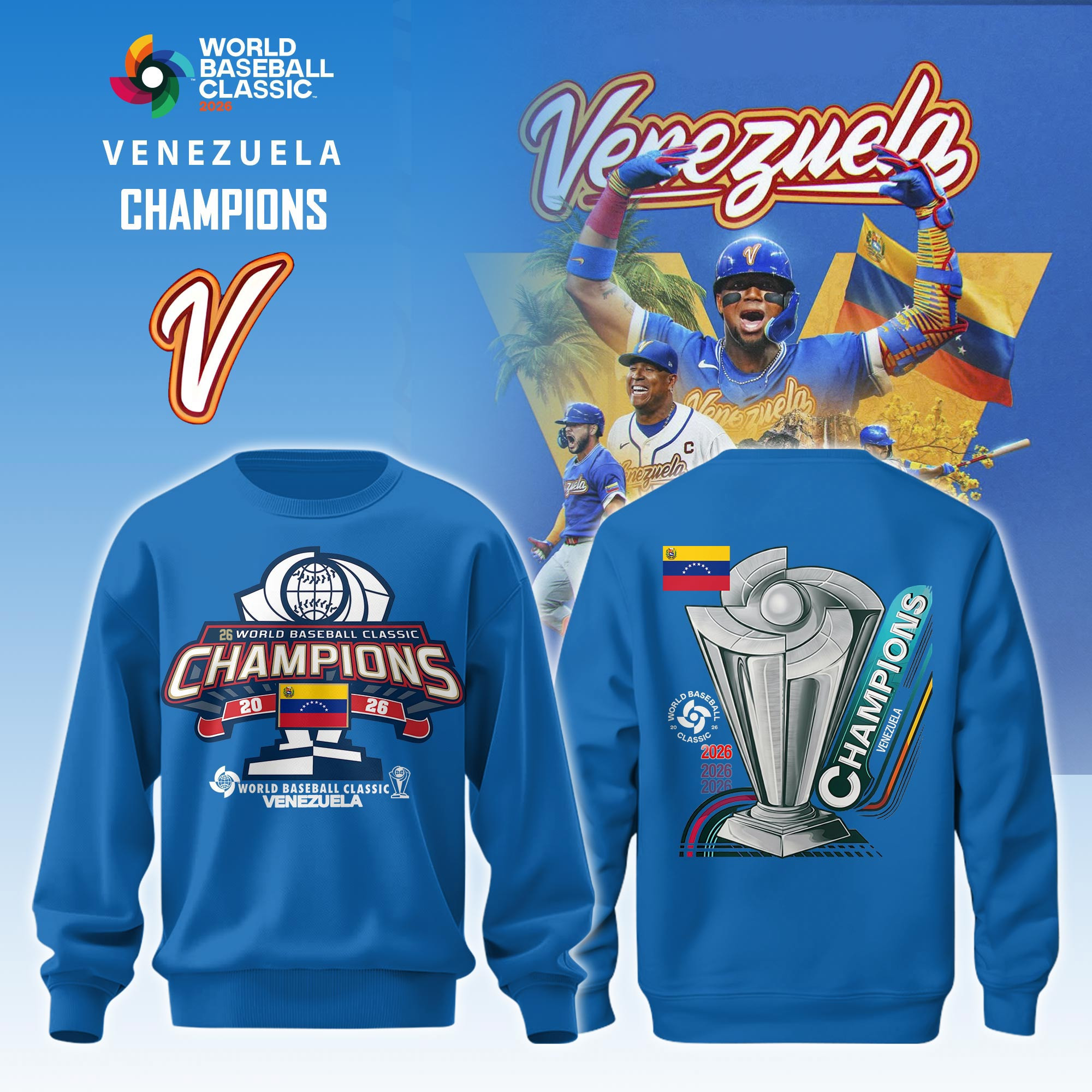 World Baseball Classic x Venezuela Champions Sweatshirt Baseball Clothing Gift For Fans