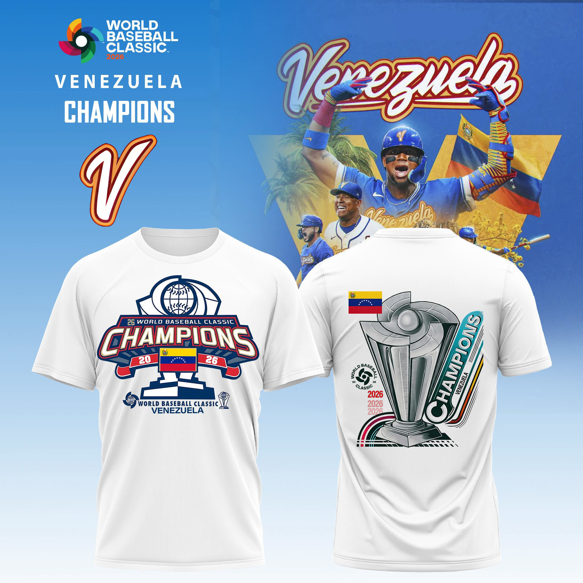 World Baseball Classic x Venezuela Champions T-Shirt 2026 WBC Merch Fan Gift For Husband