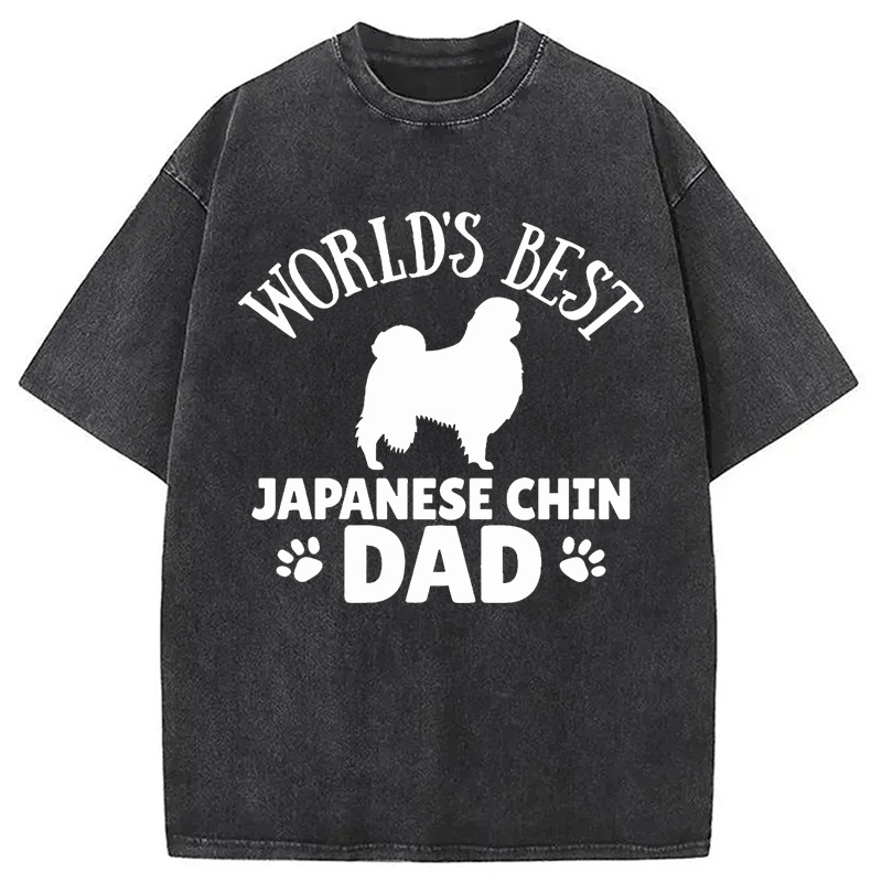 World Best Japanese Chin Dad Washed T-Shirt Funny Aesthetic Trendy Apparel Gifts For BFF