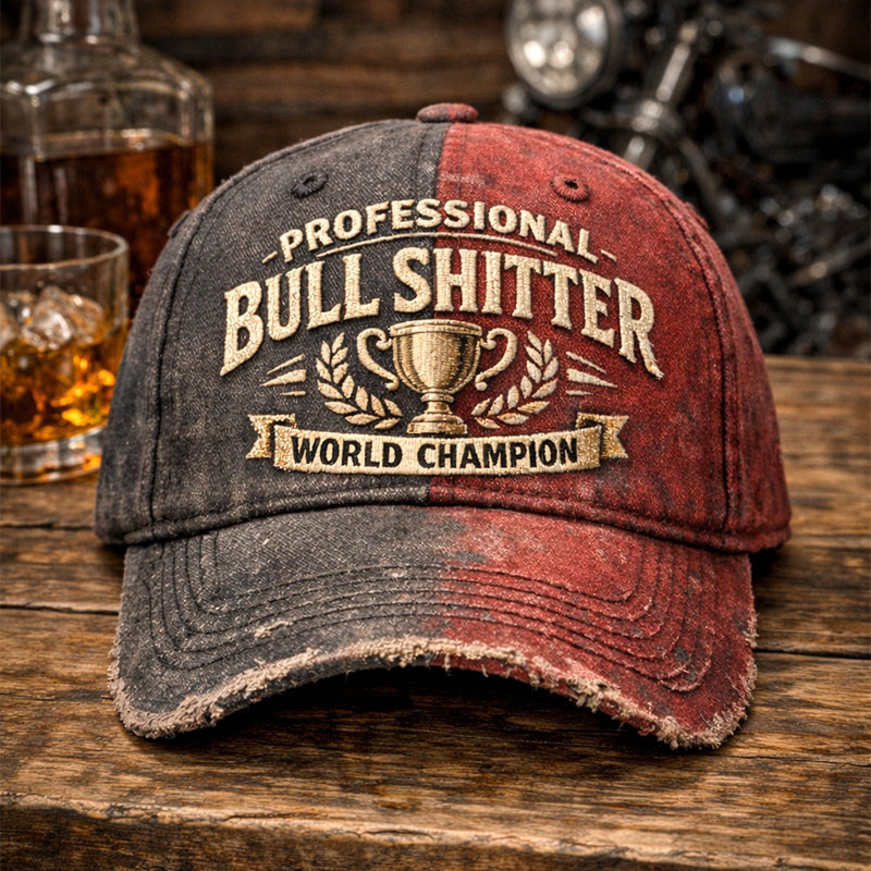 World Champion Professional Bull Shitter Hat Vintage Themed Baseball Cap