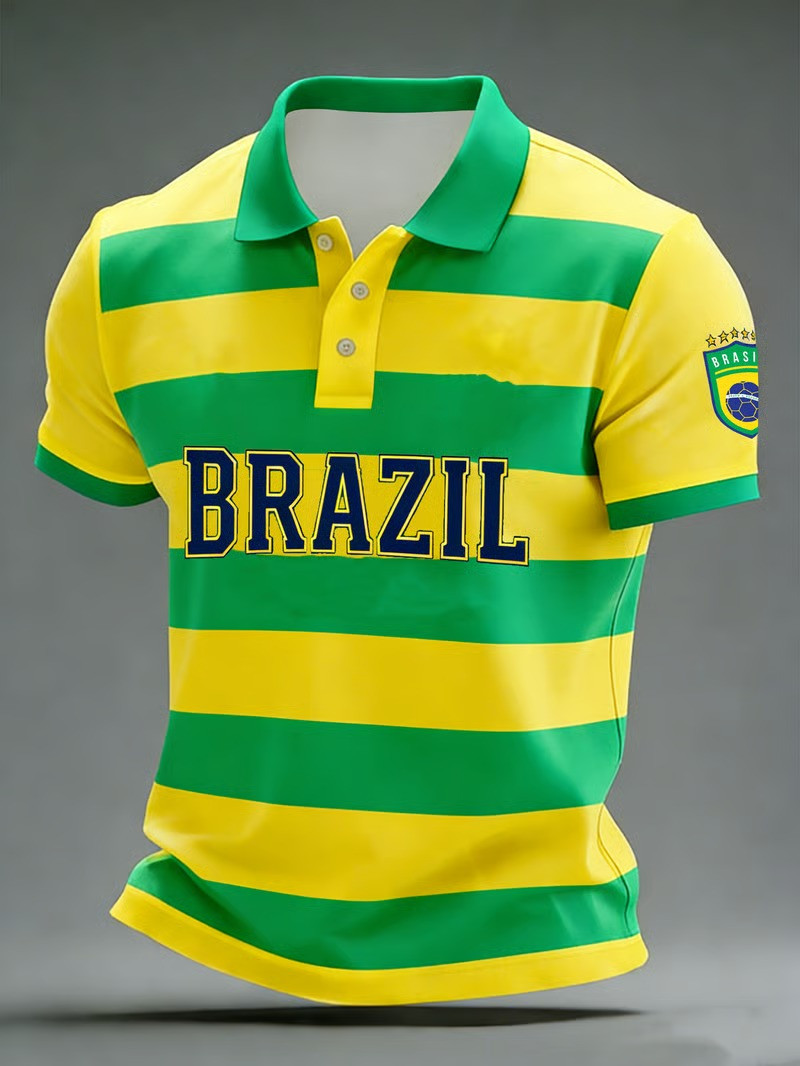 World Cup 2026 Brazil Polo Shirt Selecao Striped Soccer Fan Gear Best Merch Gift For Fans