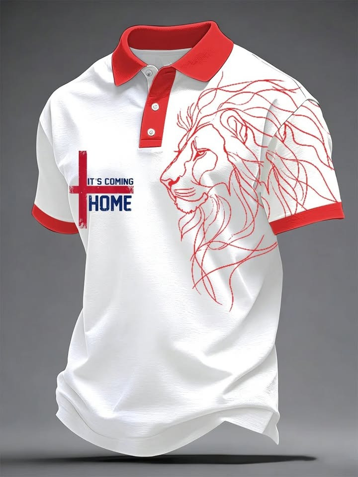 World Cup 2026 Its Coming Home England Polo Shirt Lion Graphic Fan Gear Gift For England Supporters