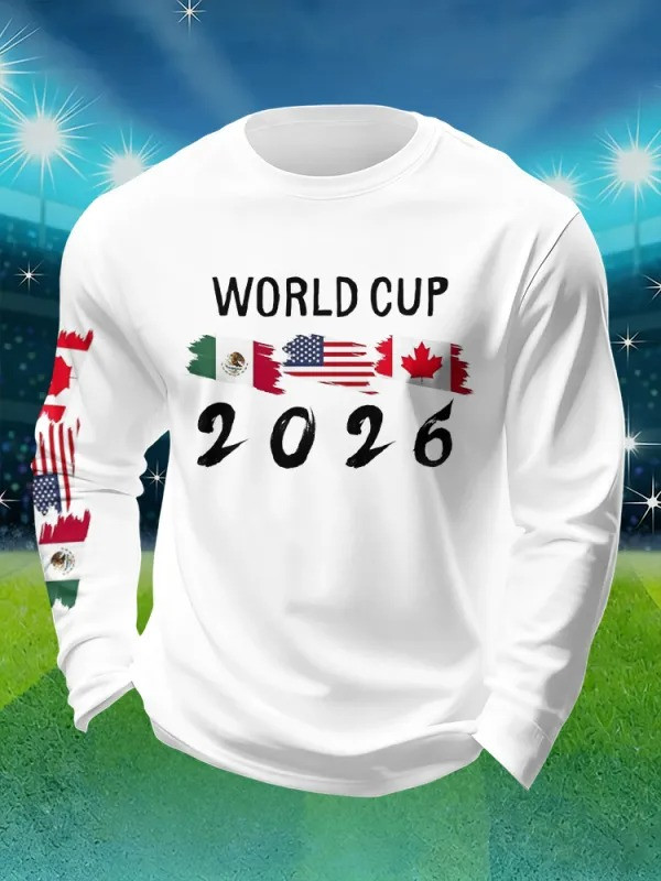 World Cup 2026 Long Sleeve Shirt USA Mexico Canada Soccer Fan Gear Gift For Football Lovers