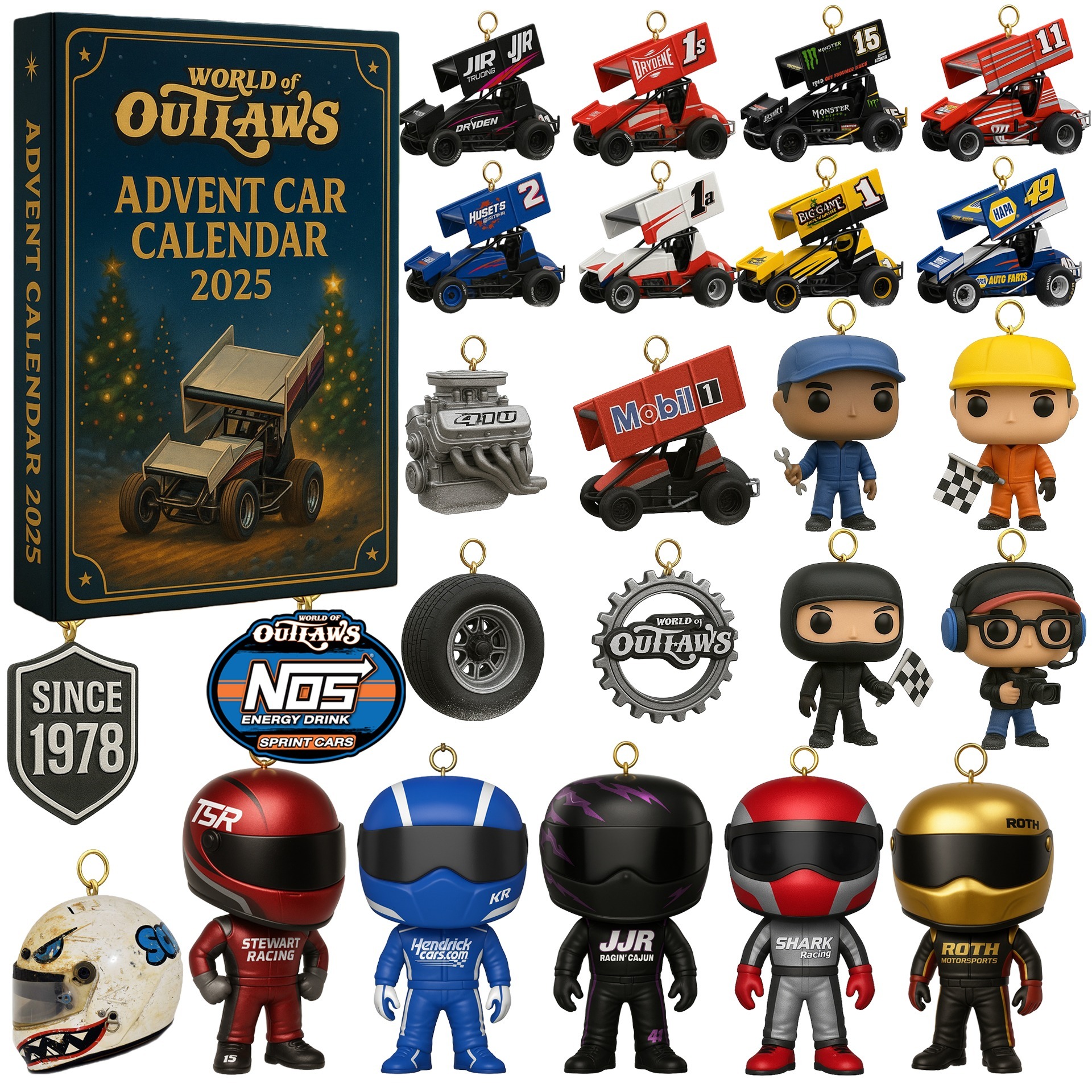 World Of Outlaws Sprint Car Series Advent Calendar 2025 Christmas Themed Gifts For Car Lovers