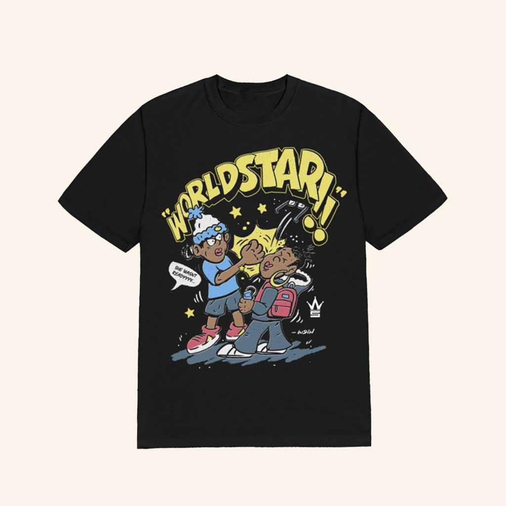 World Star Hip Hop Merch Sharkiesha Cartoon Black T-Shirt Christmas Ideas For Friend World Star Hip Hop Merch Sharkiesha Cartoon Black T-Shirt Christmas Ideas For Friend