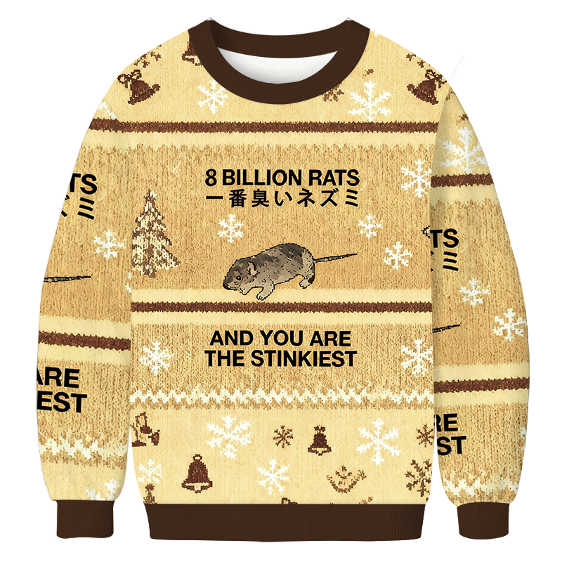 World's Stinkiest Rat Christmas Ugly Sweatshirt Festive Xmas Winter Sweater Gift Ideas
