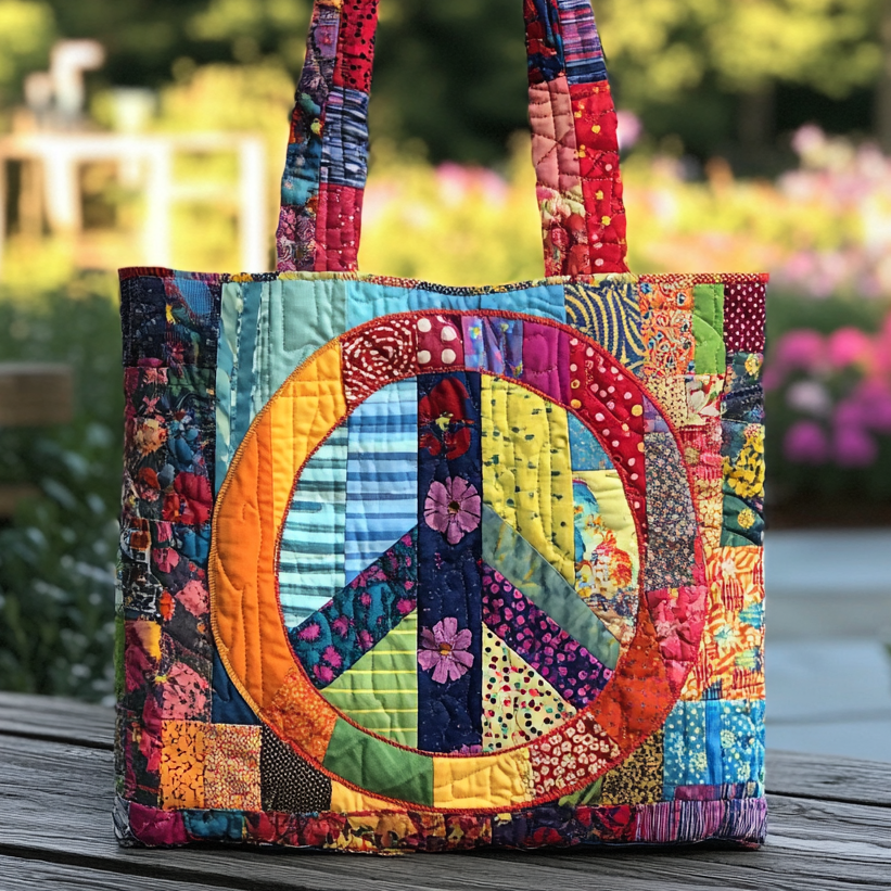 Woven Peace Quilted Tote Bag Gifts For Hippie Boyfriend