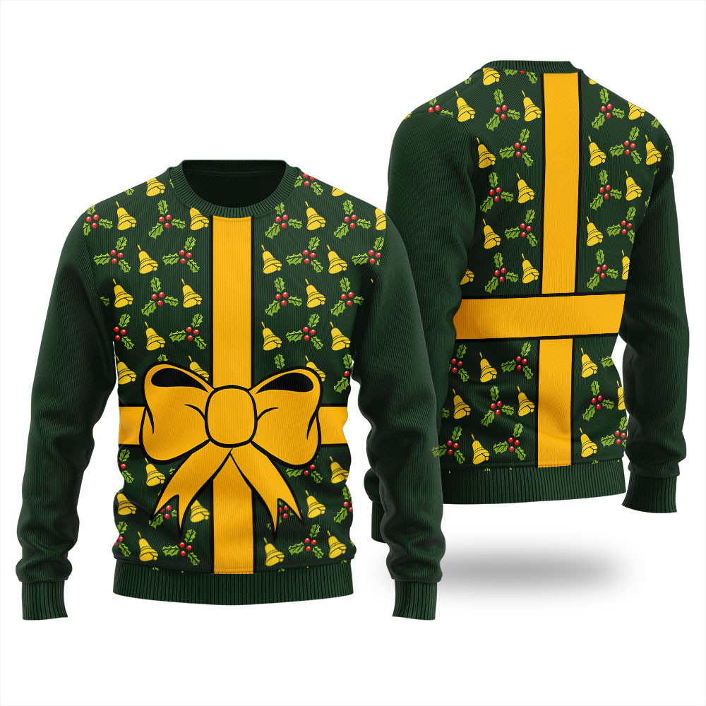 Wrapped Christmas Present Mens Funny Christmas Sweater Lovely Merch Gift for Cozy Winter Nights