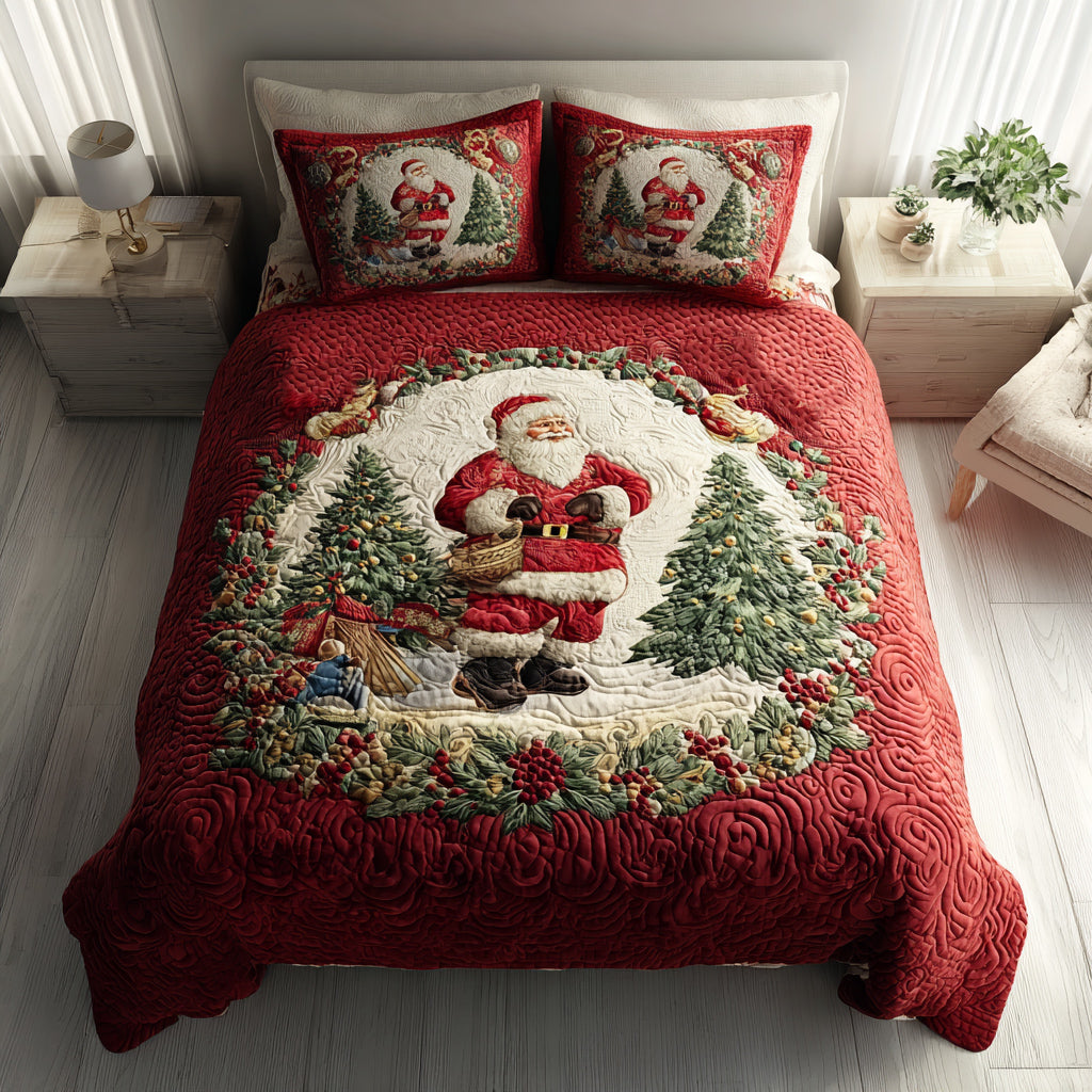 Wreath Santa Claus Quilted Bedding Set Best Holiday Duvet Covers Christmas Ideas For Wife