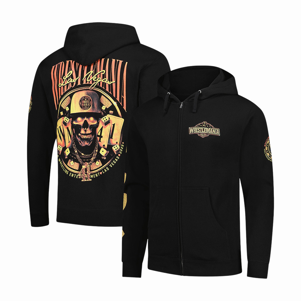 WrestleMania High Roller Skull Zip Hoodie WWE Streetwear Apparel WWE Gear For Dad
