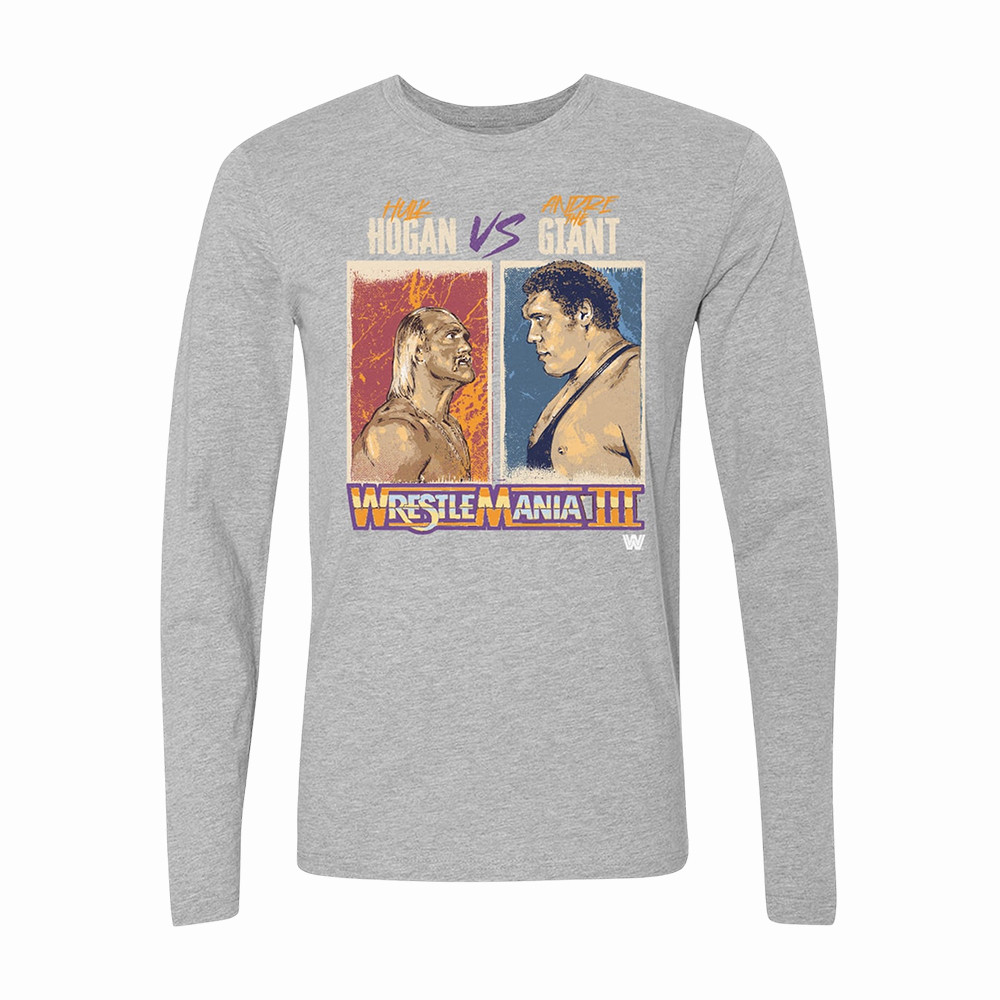WrestleMania Hulk Hogan Vs Andre The Giant Long Sleeve Shirt WrestleMania Vegas Apparel