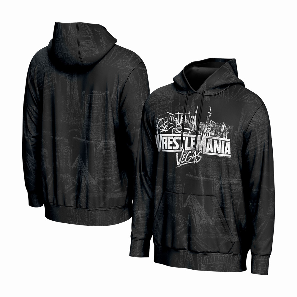 WrestleMania Pattern Hoodie WrestleMania Vegas Hooded Sweatshirt WWE Lover Gifts