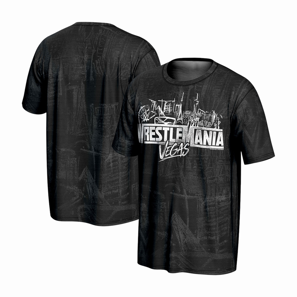 WrestleMania Pattern T-Shirt WWE Streetwear Apparel WrestleMania Vegas Gear