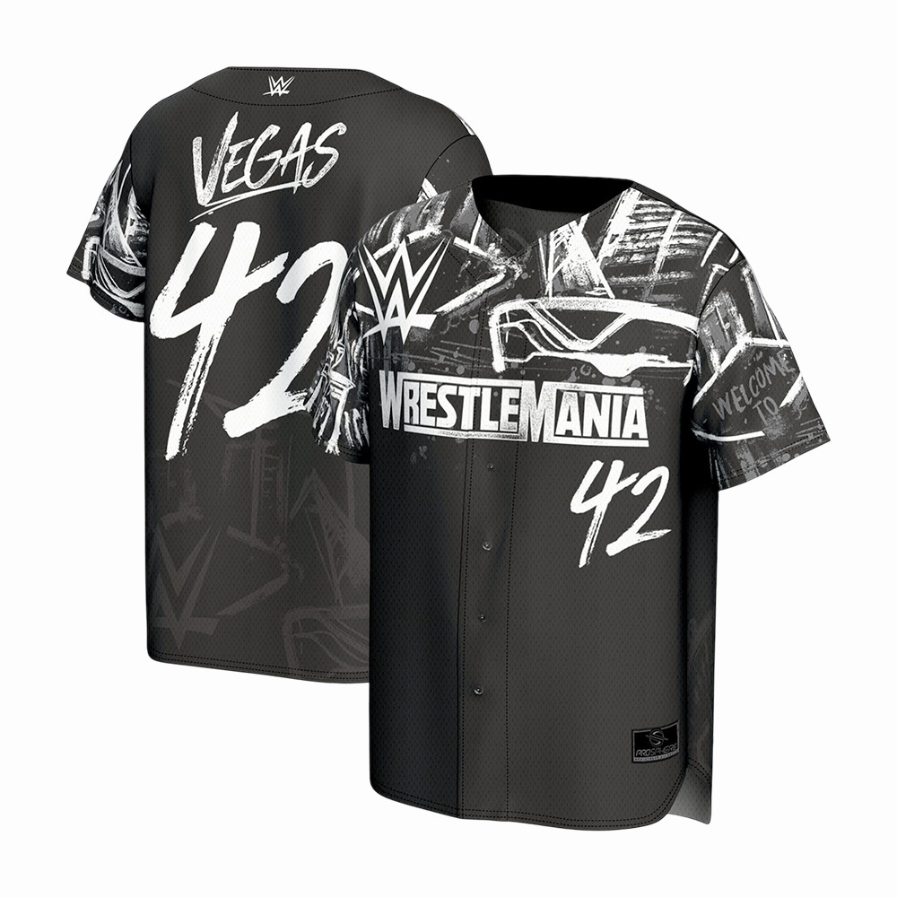 WrestleMania Skyline Fashion Baseball Jersey WrestleMania Vegas Merch Wrestling Lover Present