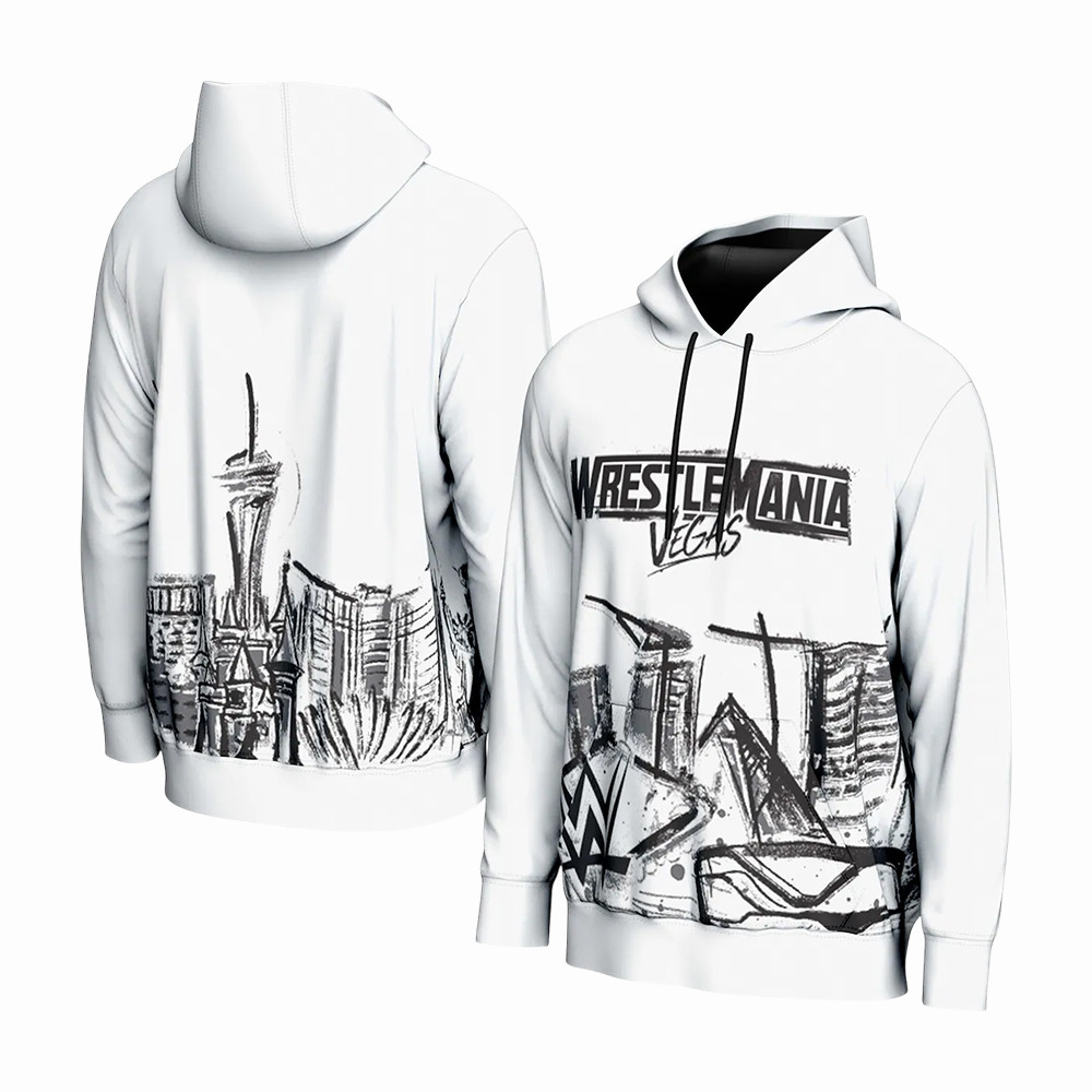 WrestleMania Skyline Hoodie WWE Streetwear Apparel Present For Husband