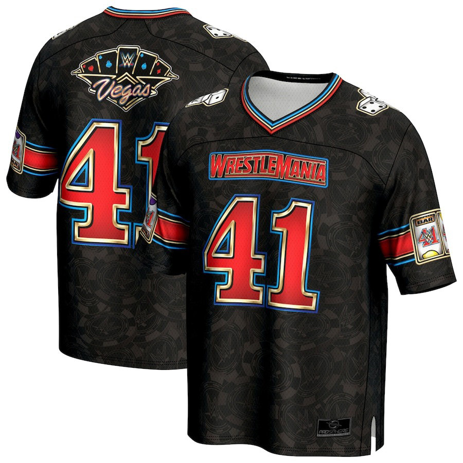 WrestleMania WWE 2025 Jersey Men's ProSphere Black WrestleMania 41 Casino Football Jersey