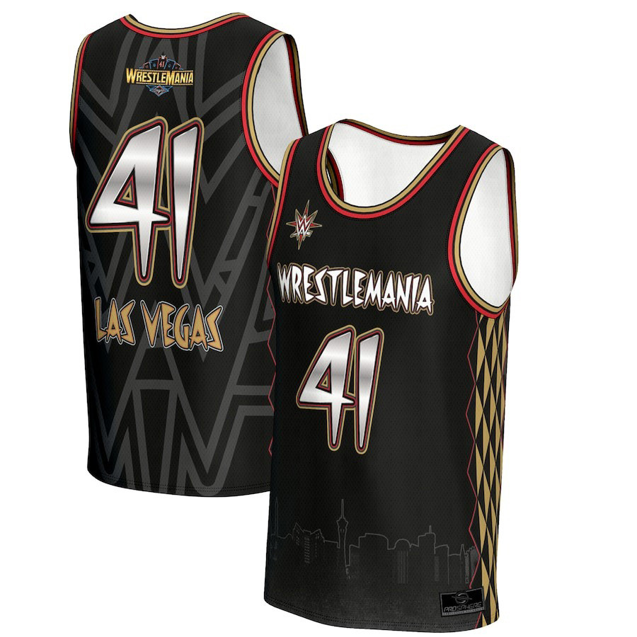 WrestleMania WWE 2025 Jersey Men's ProSphere Black WrestleMania 41 City Basketball Jersey