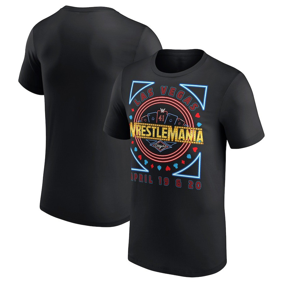WrestleMania WWE 2025 Shirt Men's Black WrestleMania 41 Logo Box T-Shirt Gifts
