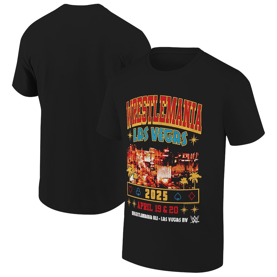 WrestleMania WWE 2025 Shirt Wrestlemania 41 Las Vegas Skyline T-Shirt Gifts For Dad