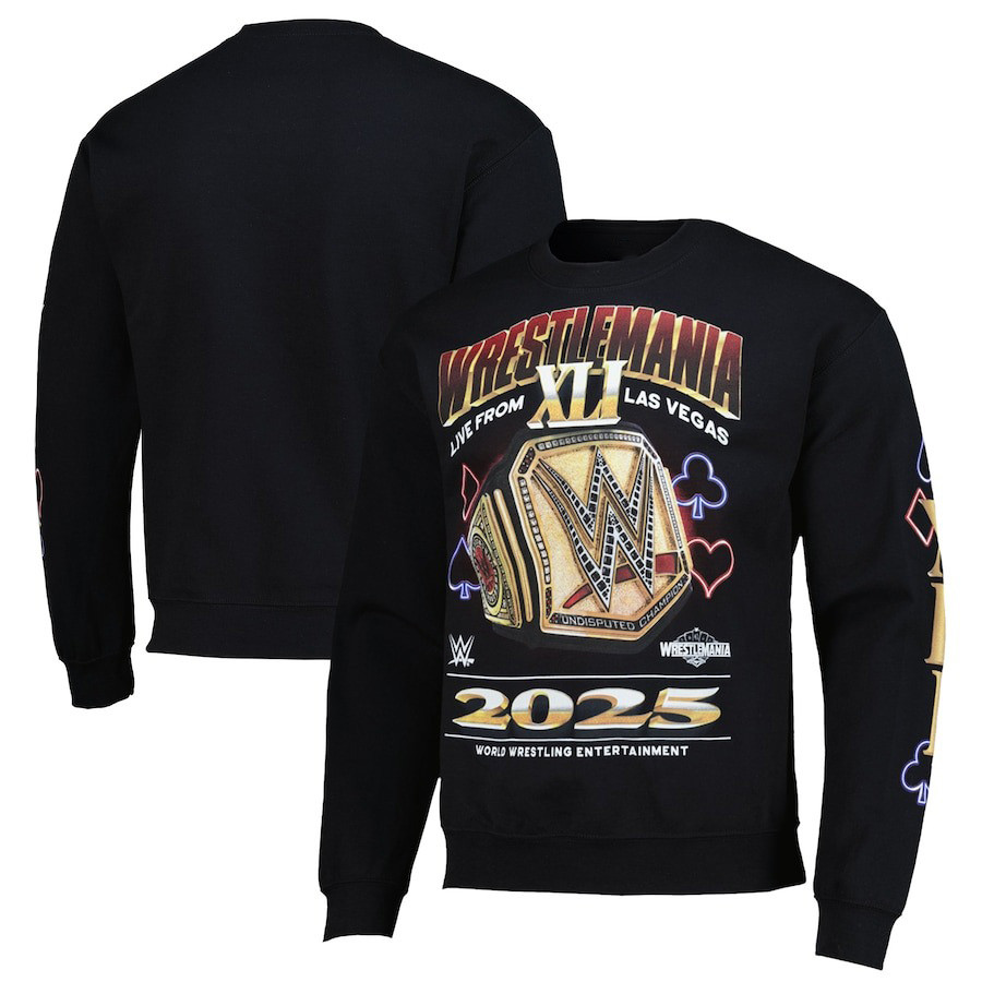 WrestleMania WWE 2025 Sweatshirt Ripple Junction Black WrestleMania 41 Championship Sweatshirt