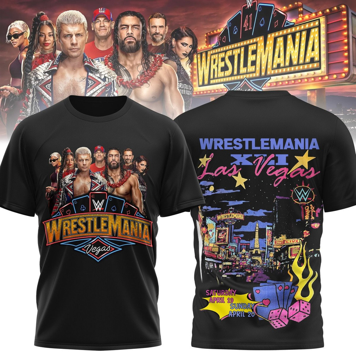 Wrestlemania XII Vegas WWE 3D T-Shirt Gift Ideas For Dad