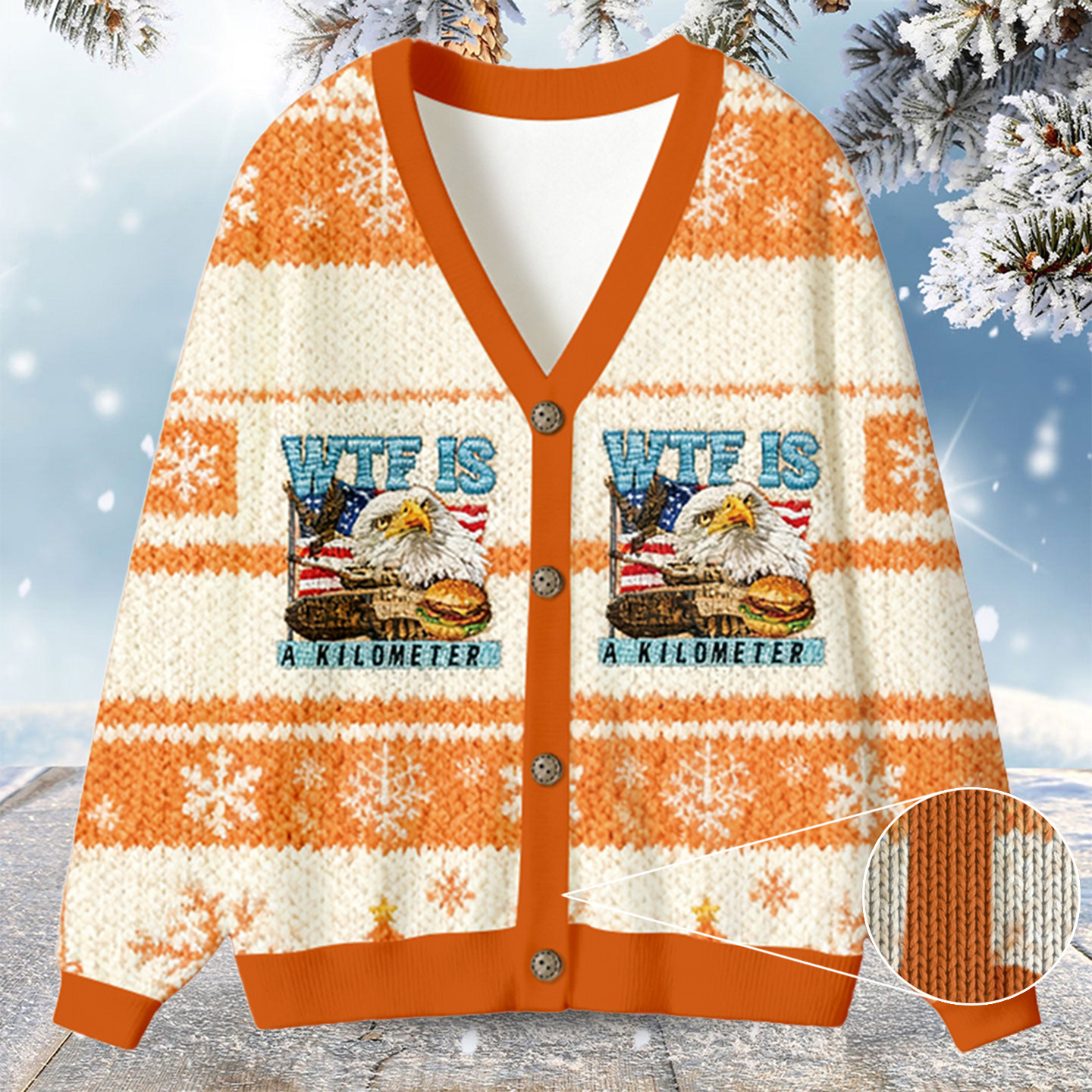 WTF Is A Kilometer Meme Christmas Ugly Cardigan Merry Xmas Apparel Gifts For Eagle Lovers