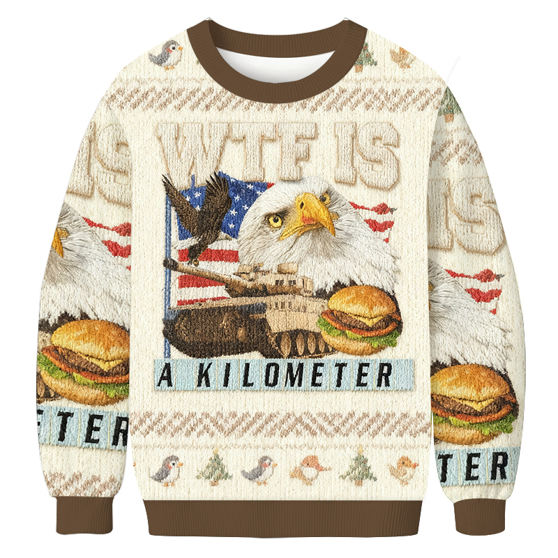 WTF Is A Kilometer Meme Christmas Ugly Sweatshirt Funny Xmas Party Outfit Gift Ideas