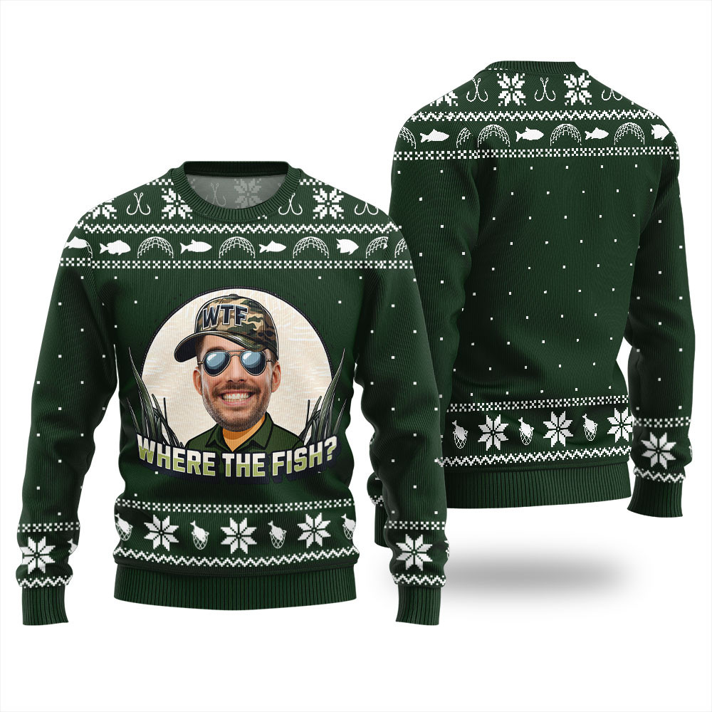 Wtf Where The Fish Funny Fishing Ugly Sweater Warm Winter Merch Gift for Someone You Love