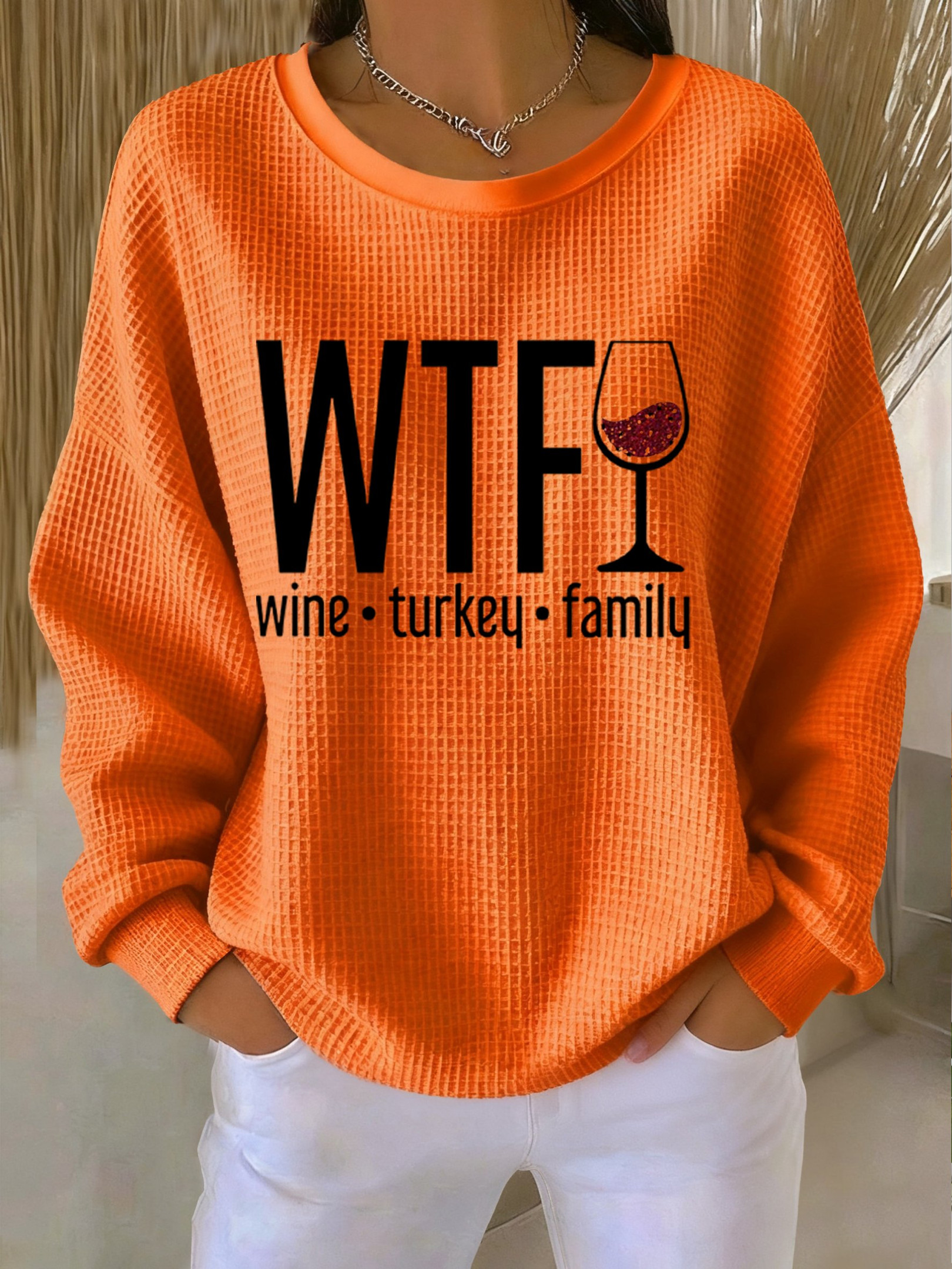 WTF Wine Turkey Family Sweatshirt Thanksgiving Day Wishes Apparel Thanksgiving Gift Ideas