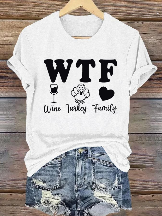 WTF Wine Turkey Family T-Shirt Family Feast Clothing Unique Family Ideas Presents