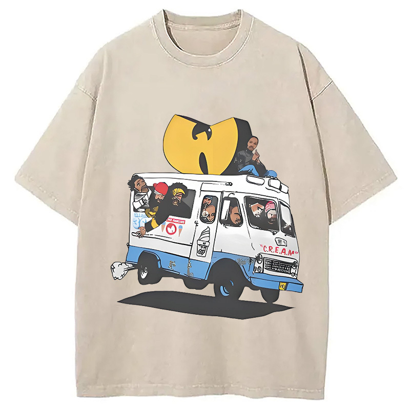 Wu Tang Retro Hip Hop Washed T-Shirt Funny Aesthetic Trendy Apparel Gifts For Her