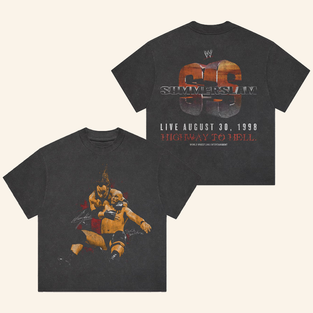 WWE Merch Men's Black Summerslam Highway To Hell T-Shirt Best Gifts For Boyfriend