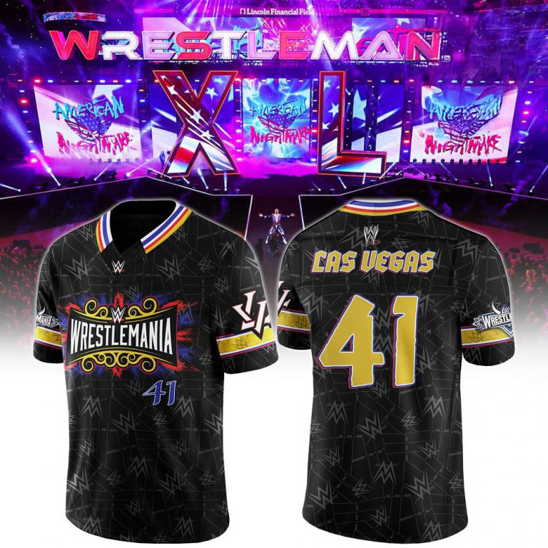 WWE WrestleMania 41 Edition Football Jersey Gifts For Music Enthusiasts