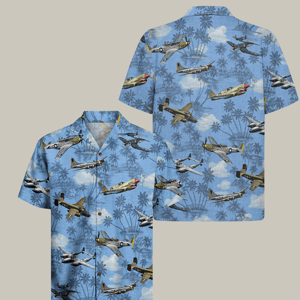 Wwii Aircraft Aloha Hawaiian Shirt Airplane Apparel Best Veterans Day Gifts