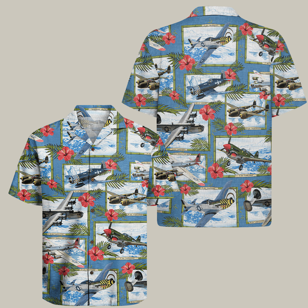 Wwii Aircraft Aloha Hawaiian Shirt Veteran Clothing Unique Gifts For Retired Veteran