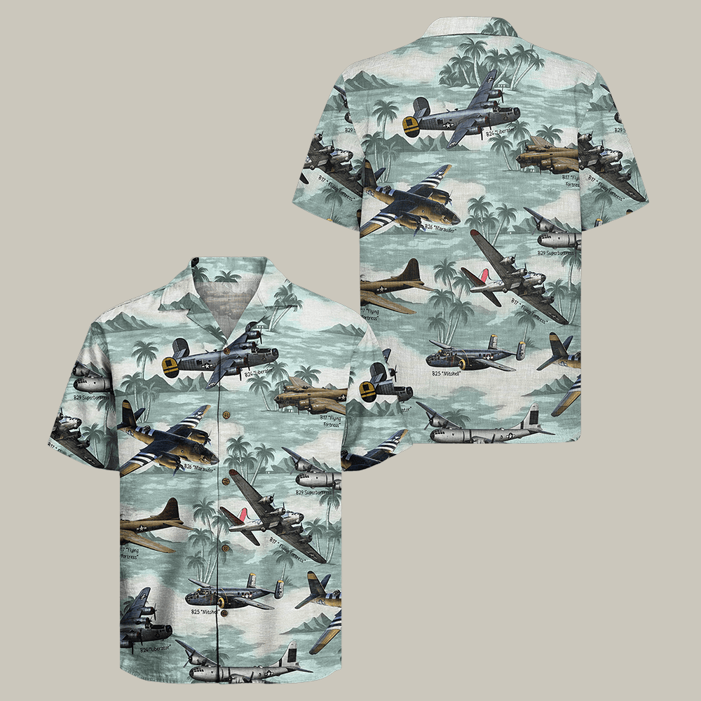 Wwii Bomber Planes Hawaiian Shirt RJC Mens Fighter Bomber Airplanes II Shirt Veteran Gift Idea