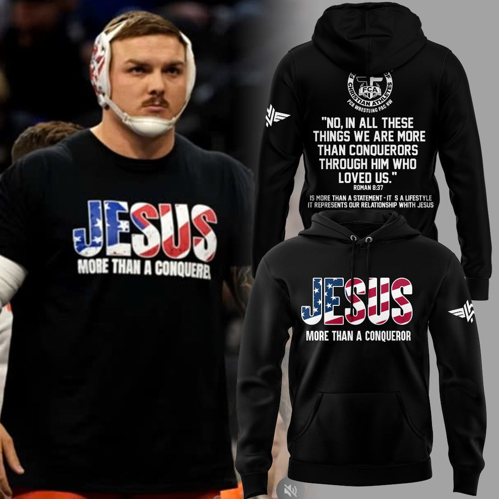 Wyatt Hendrickson Jesus Hoodie More Than A Conqueror Cowboy Wrestling Fan Gifts
