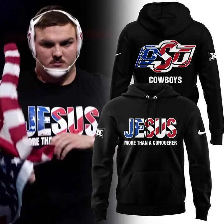 Wyatt Hendrickson Jesus Hoodie More Than A Conqueror OSU Cowboy Wrestling Fan Gifts