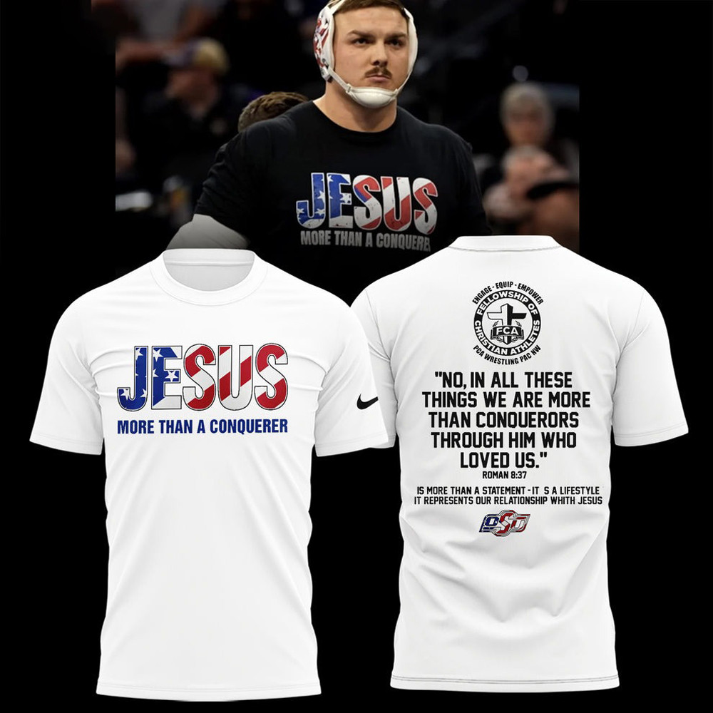Wyatt Hendrickson Jesus Shirt More Than A Conquerer Cowboy Wrestling OSU Tee Shirts