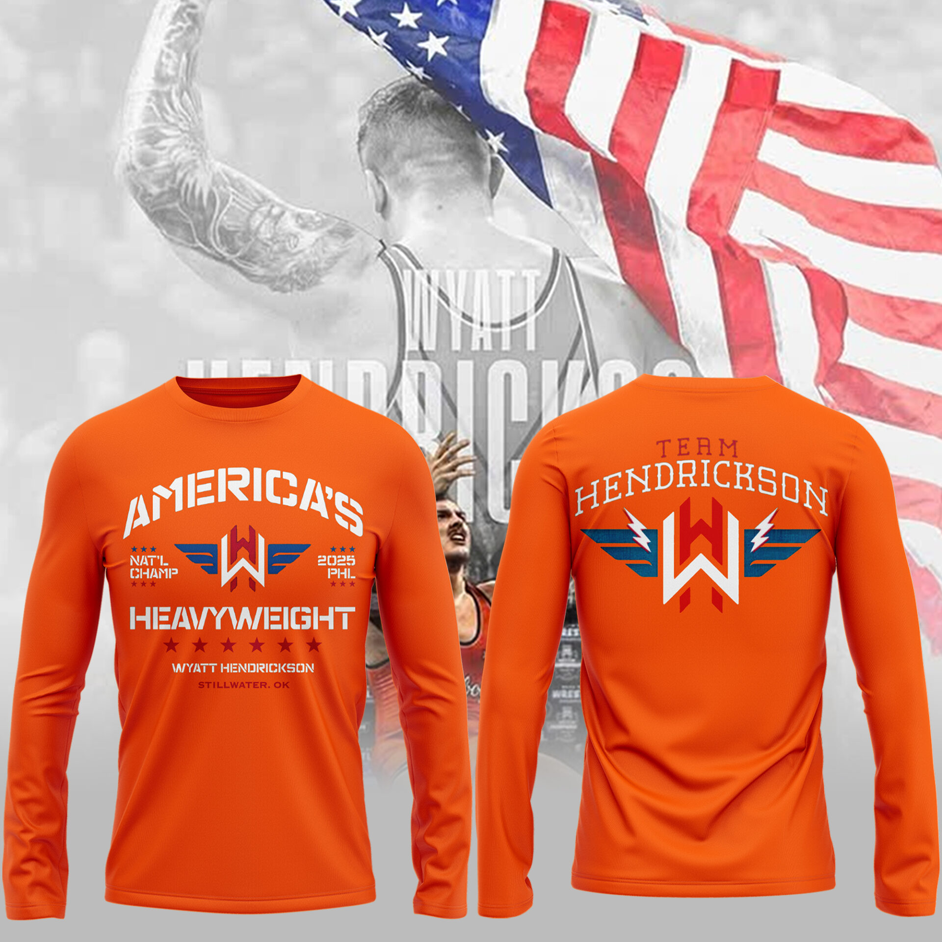Wyatt Hendrickson New Long Sleeve T-Shirt Senior Wrestling Player Gifts