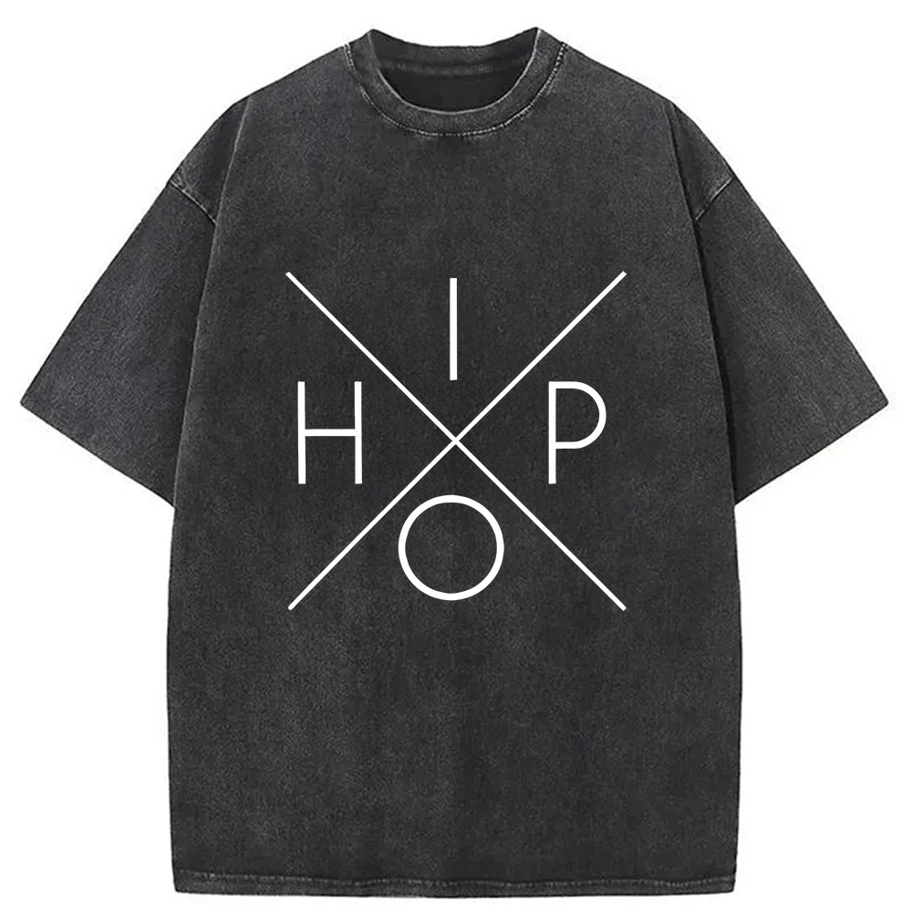 X Hip Hop Washed T-Shirt Retro Humor Graphic Top Gifts For Her