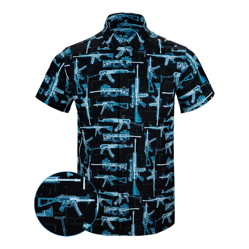 X-Ray Button Down Shirt Gun Print Hawaiian Shirt Birthday Present For Father X-Ray Button Down Shirt Gun Print Hawaiian Shirt Birthday Present For Father
