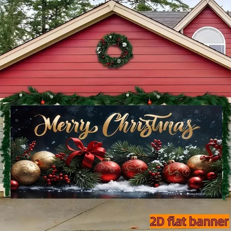 Xmas Bells Christmas Garage Door Cover Christmas Home Wall Decoration Presents