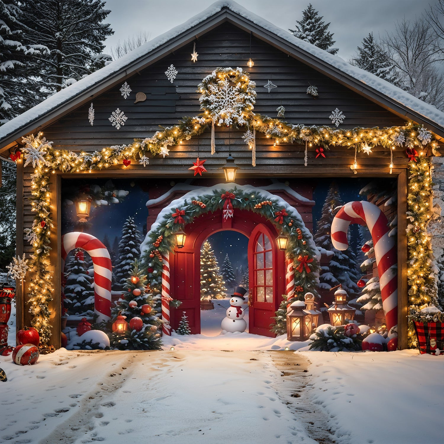 Xmas Scene Christmas Garage Door Banner Decoration Christmas Gateway Gifts For Him