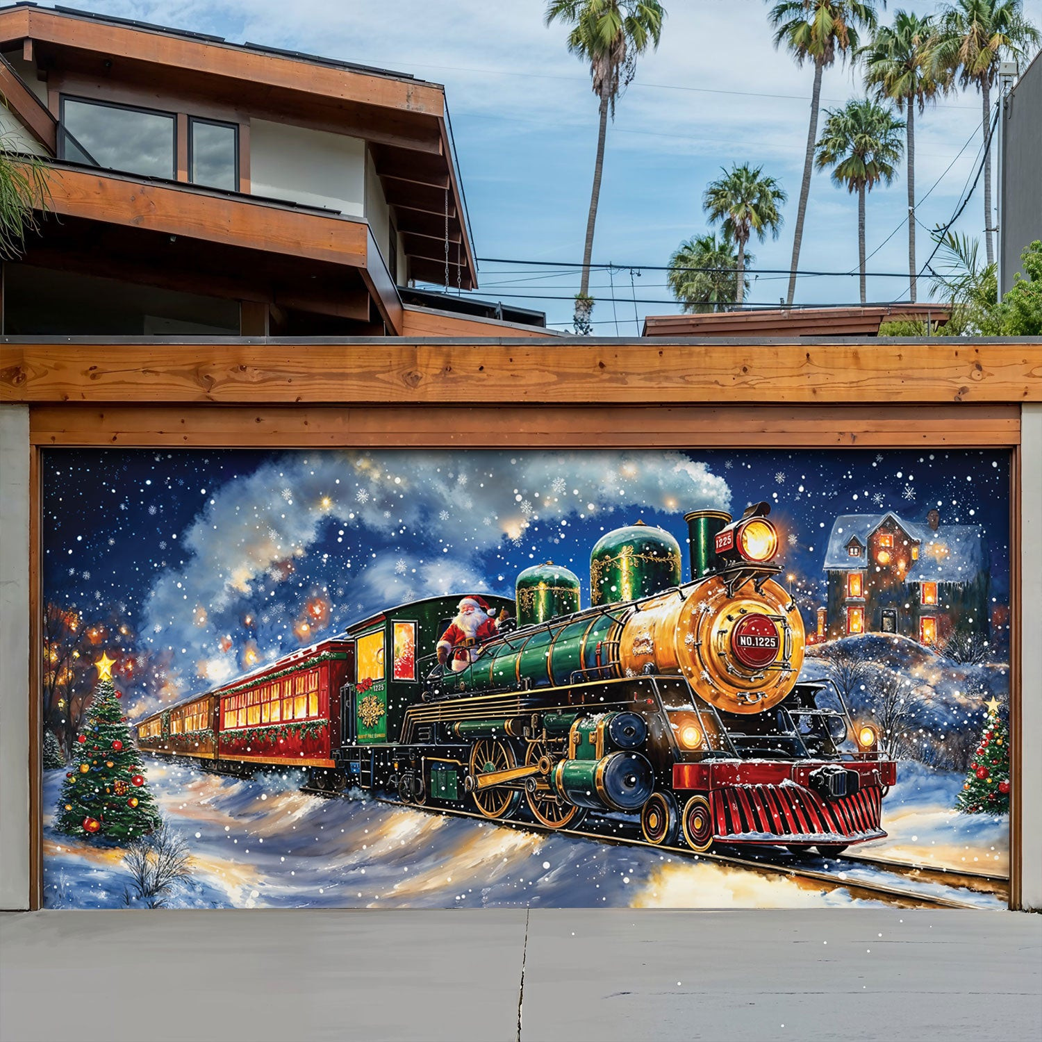 Xmas Train Christmas Garage Door Banner Holiday Home Decor Train Lover Christmas Gifts