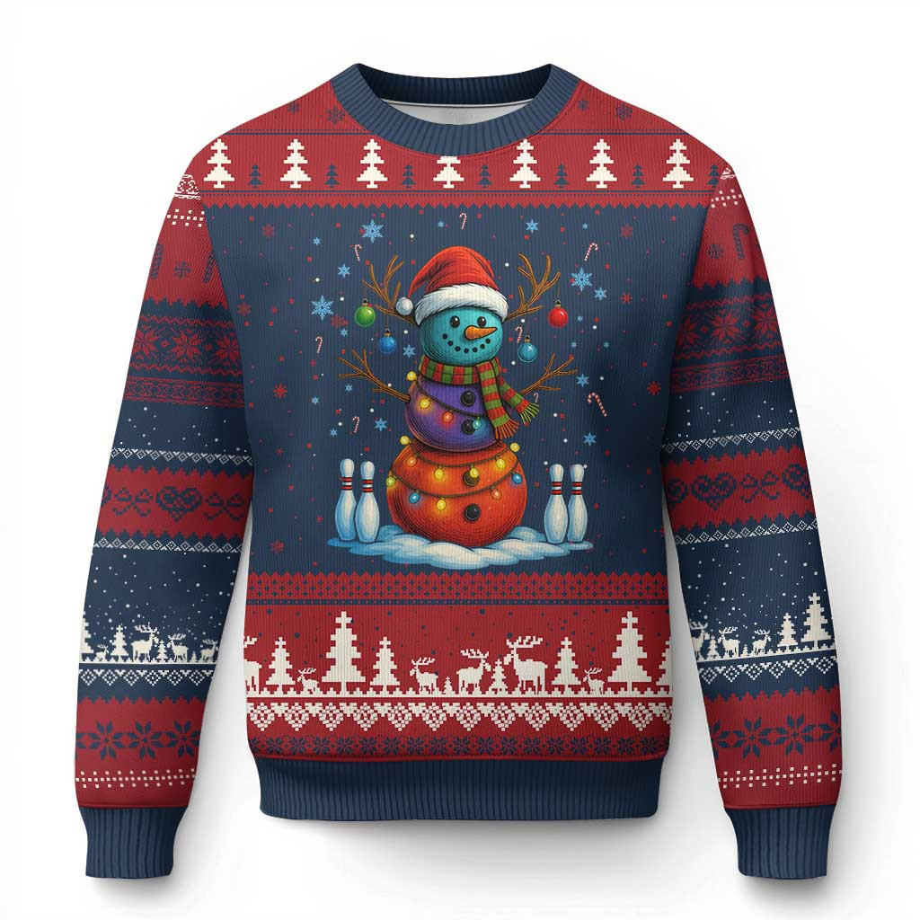 Xmas Tree Snowman Xmas Ugly Christmas Sweater Funny Xmas Bowling Sweater Gift For Bowler