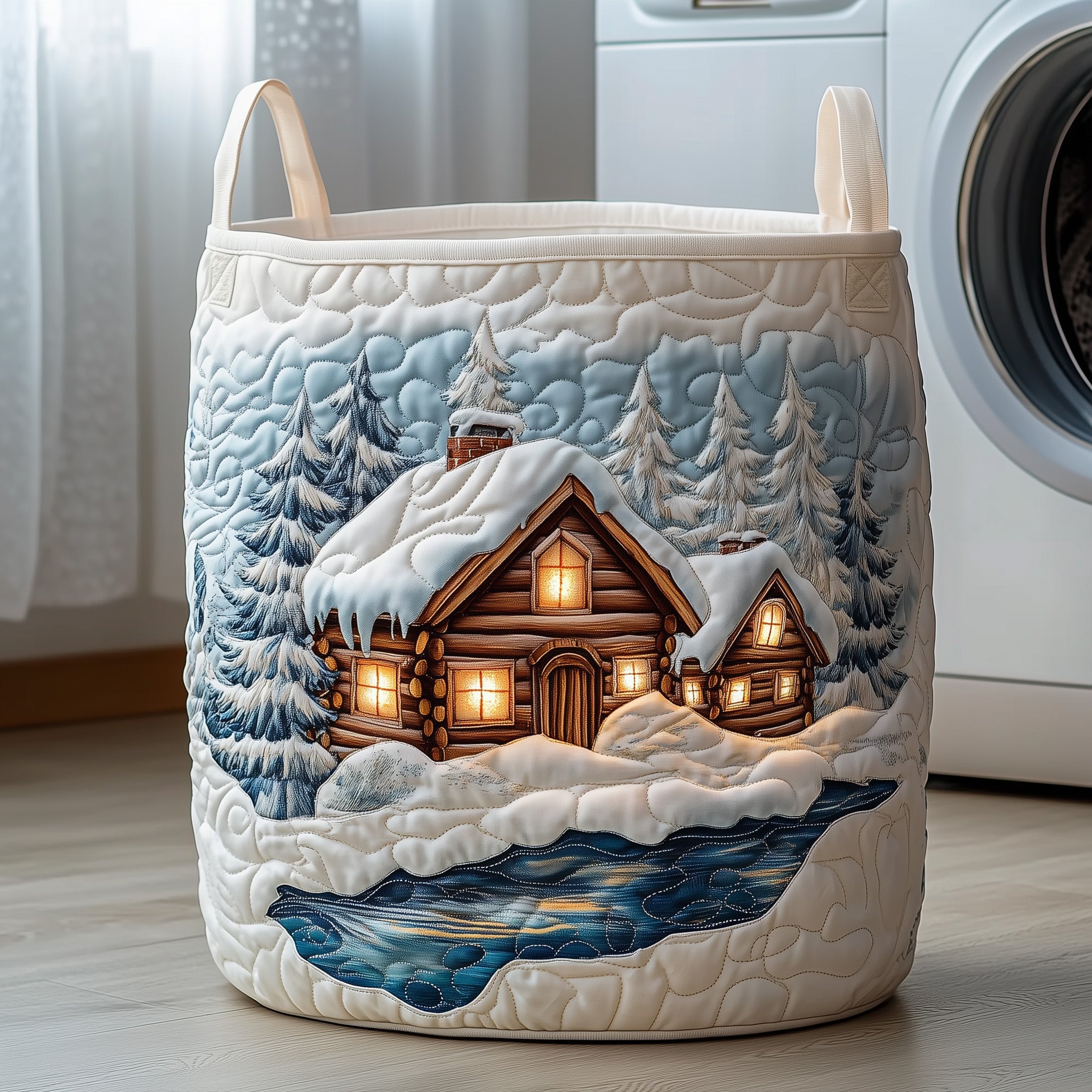 Xmas Village Quilted Laundry Basket Great Idea For New Home