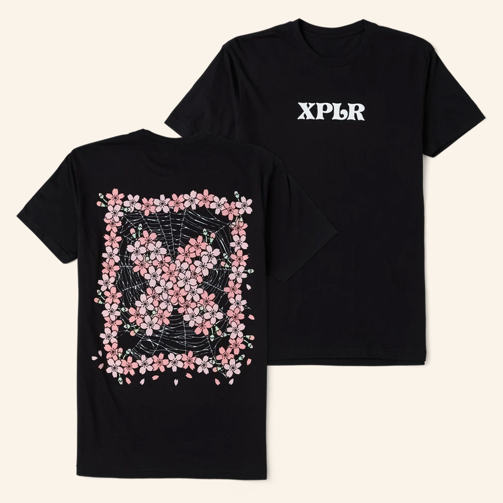XPLR Merch Cherry Blossoms Black T-Shirt Gifts Ideas For Wife